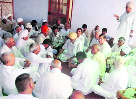 A meeting of the Sarva Khap Mahapanchayat in Jind on Tuesday.