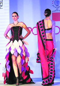 Models walk the ramp at a fashion show in Jaipur late on Tuesday.