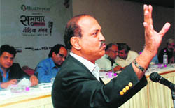 Raj Chaengappa, Editor-in-Chief, Tribune Group of Publications, addresses at the samachar4media conclave on "Expansion of media: Healthy or sick" in Chandigarh on Wednesday.