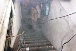 The basement at Feroz Gandhi market that caught fire due to a short-circuit in Ludhiana on Wednesday. 