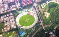 An aerial view of the PCA Stadium in Mohali.