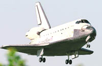 Space shuttle Atlantis approaches the runway to land at the end of Mission STS 132 at the Kennedy Space Centre  in Florida on Wednesday. 