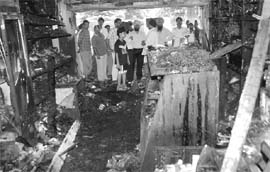 The shop that was gutted due to short circuit at Phase VII in Mohali on Thursday.