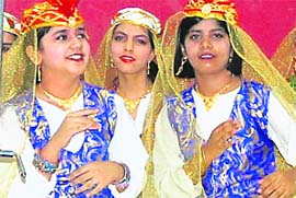 Students of PKR Jain Vatika, Ambala City, perform during a function.