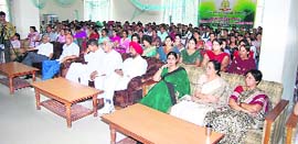 Delegates at a seminar on Higher Education: Challeges, issues and problems at MHD College of Education for Women in Odhan (Sirsa).