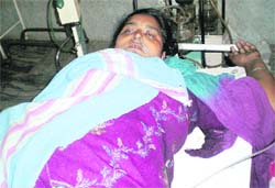 Sarabhjit Kaur at the district hospital, Moga, on Thursday.