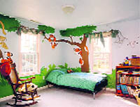 Go green with some green n brown wallpaper/wall paintings
