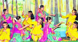Students of Doon Girls School perform at the mid-term function in Dehradun on Saturday. 