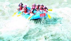 The IMA team takes part at the white water rafting expedition in Rishikesh on Saturday. 