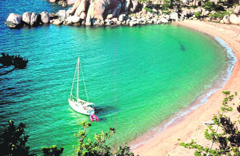 Horseshoe Bay is the biggest beach on the island