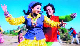 The shooting of Garhwali music album Nita Syali under way in Mussoorie on Sunday.