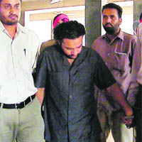 ISI agent Irfan Ulha arrives at Kharar court on Sunday.