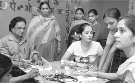 Patients being examined at a medical check-up camp at Rajpura on Sunday.