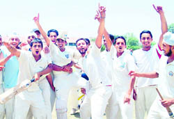 The winning team in a jubilant mood at Patiala on Monday. 