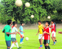 Football probables during a training session in Chandigarh.