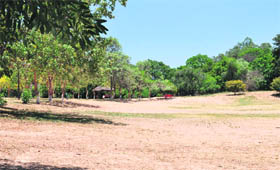 A view of the parched Leisure Valley, Sector 10, Chandigarh.