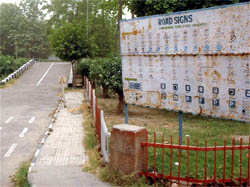 A board with faded information at the Municipal Childrens Traffic Training Park in Bathinda