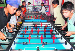 Students hone their skills in table soccer at Government Senior Secondary School in Chandigarh