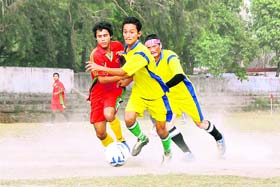 Players in action at the Dehradun Football League