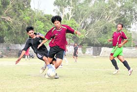 A match in progress at the Lala Nami Das District Football League in Dehradun