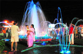 A family enjoys an evening at Bathindas Bibiwala Chowk that was recently given a new look