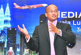 Azran Osman Rani, CEO, Air Asia X, addresses mediapersons in New Delhi