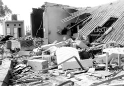 A temporary shed that fell during a storm at Rajpura on Wednesday