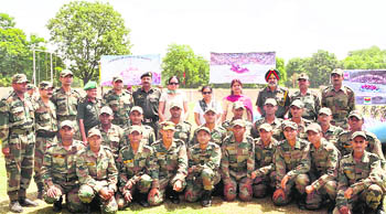 A rafting team of the IMA with Lieut-Gen RS Sujlana, Commandant, on their return from adventure activities in Garhwal.
