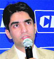 Ace shooter Abhinav Bindra speaks during a press conference in Chandigarh on Thursday.