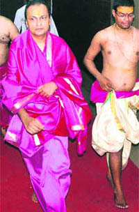 Reliance ADAG chairman Anil Ambani at Mahakal Temple in Ujjain on Friday.