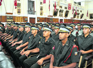 Cadets of the Army Cadet College at a graduation ceremony at the Indian Military Academy in Dehradun on Friday.