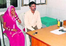 The couple at the city police station in Fatehabad