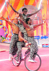 Circus performers delight the crowd