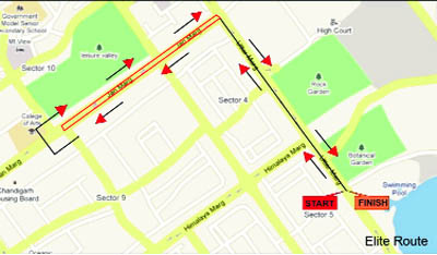 The route plan for the competitive section of the Chandigarh Cyclothon, to be organised on June 27.