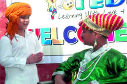 A scene from a play being staged on the concluding day of a summer camp organised at the Daddys Teddy in Bathinda on Sunday