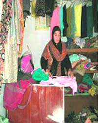 Hamida Khatun at her shop in Leh