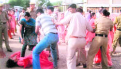 Picture showing police action against JBT trainees, which was submitted to the deputy commissioner and the SP by their parents at Hamirpur on Friday
