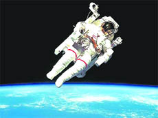 Astronaut in action at Kalpana Chawla Memorial Planetarium