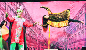 Magician Samrat Shankar during a magic show in Ludhiana.