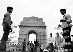 Hoping for an early monsoon and with an overcast sky, people enjoy the good weather in Delhi on Monday