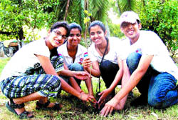 Members of the Existence Club, an organisation for creating awareness on environment, plant saplings on World Environment Day in Amritsar