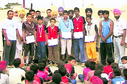 Winners of the Sher-e-Punjab Sports Academy being felicitated at Chakar