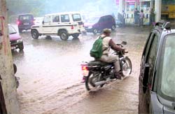 Water logging at Kingcraig due to heavy downpour in Mussoorie on Wednesday