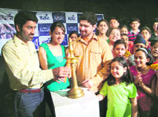 Natrang director Balwant Thakur inaugurates the Childrens Theatre Camp-2010 in Jammu on Wednesday.