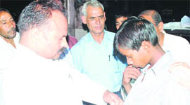 A child working in a dhaba who was rescued by the Labour Department in Karnal on Thursday.