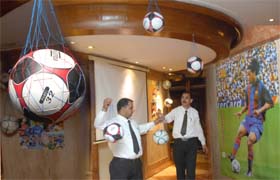 The Maya hotel in Jalandhar all decked up for the Football World Cup starting