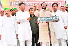Rajya Sabha member Prakash Jawadekar speaks at a BKU convention in Haridwar on Friday.