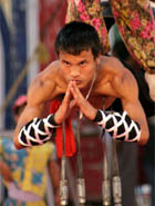An artiste performing during a show at the Western Circus in Bathinda on Saturday.