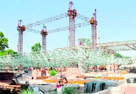 Work in progress on the terminal building of the Chandigarh airport