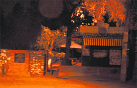 A cafe at Rakh Bagh bears a deserted look at 1am in the city on Saturday.